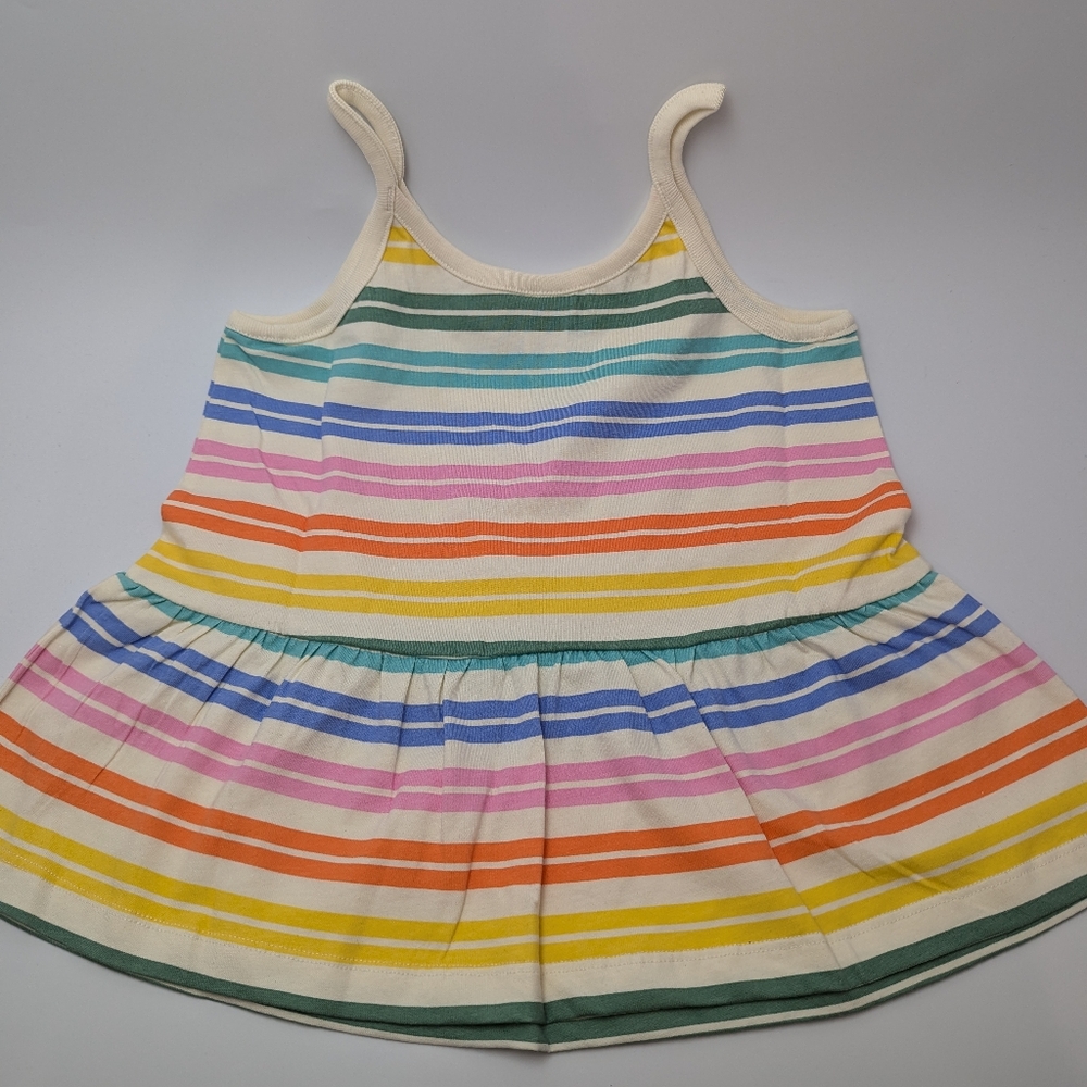 Hanna Andersson Striped Rainbow Peplum Tank Top, Size 8 - Picture 2 of 4